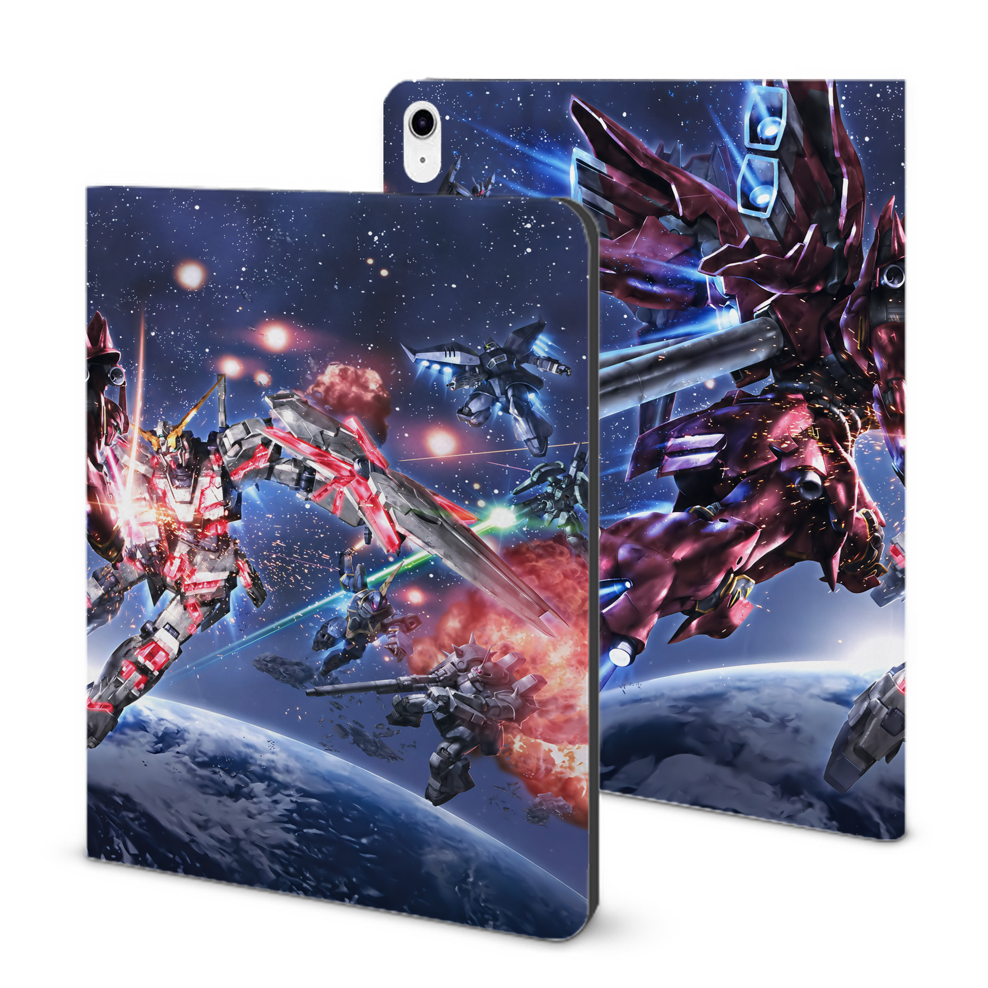 （画像用） 機動戦士ガンダム Mobile Suit Gundam IPad ケース ブック型 PUレザー TPU 耐衝撃 軽量 薄型 ペン収納なし 全面保護 IPad 各モデル対応